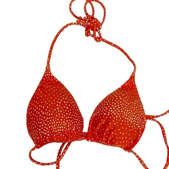 New! Vix Orange Dot Triangle String Bikini Top - Picture 1 of 4